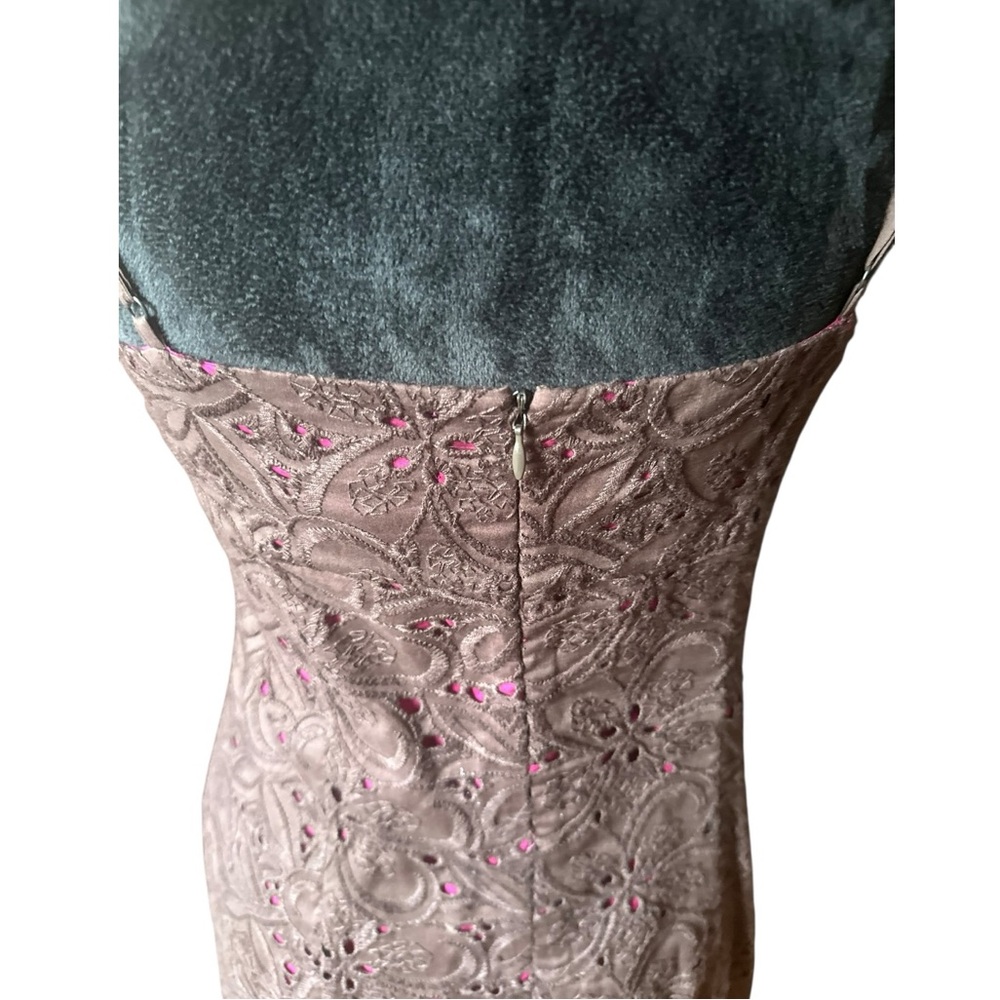 Ann Taylor Women’s 4 Brown Eyelet Lace Sundress – Pink Lining, Spaghetti Straps - Picture 6 of 13